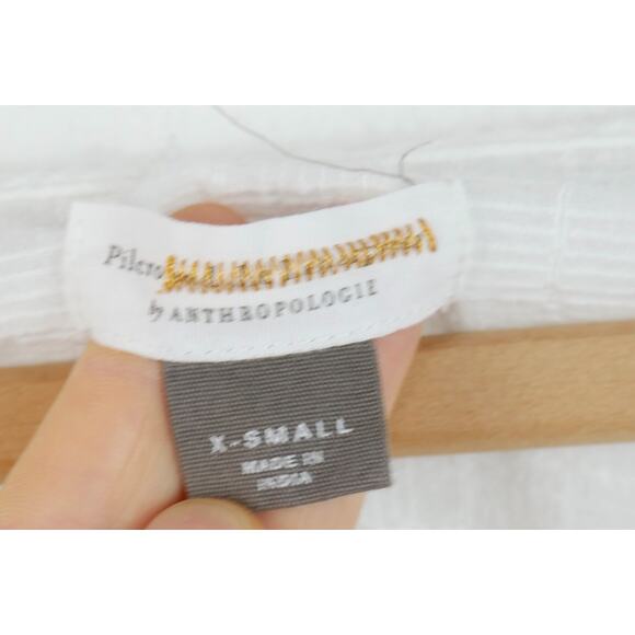 Pilcro Anthropologie Cera Peasant Blouse Cotton Gauze Floral Embroidered Boho XS - Picture 2 of 9